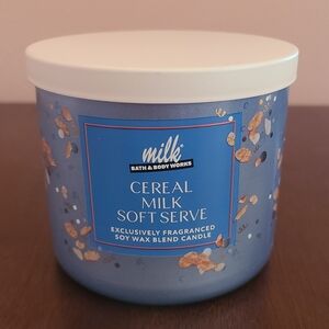 Bath & Body Works Milk Bar 3 Wick Soy Blend Candle Cereal Milk Soft Serve NWT